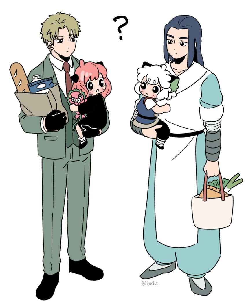 anya, twilight, luo xiaohei, wuxian, and director chimera (spy x family and 1 more) drawn by ap03sk