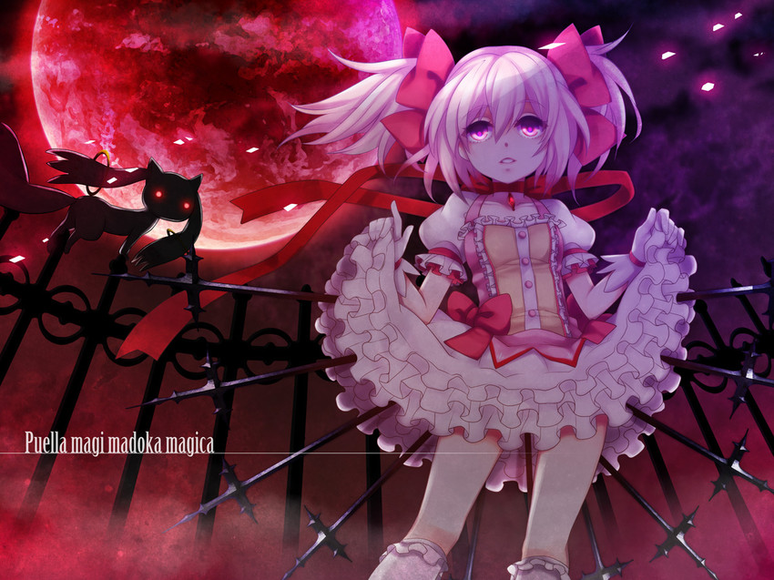kaname madoka and kyubey (mahou shoujo madoka magica) drawn by peechun