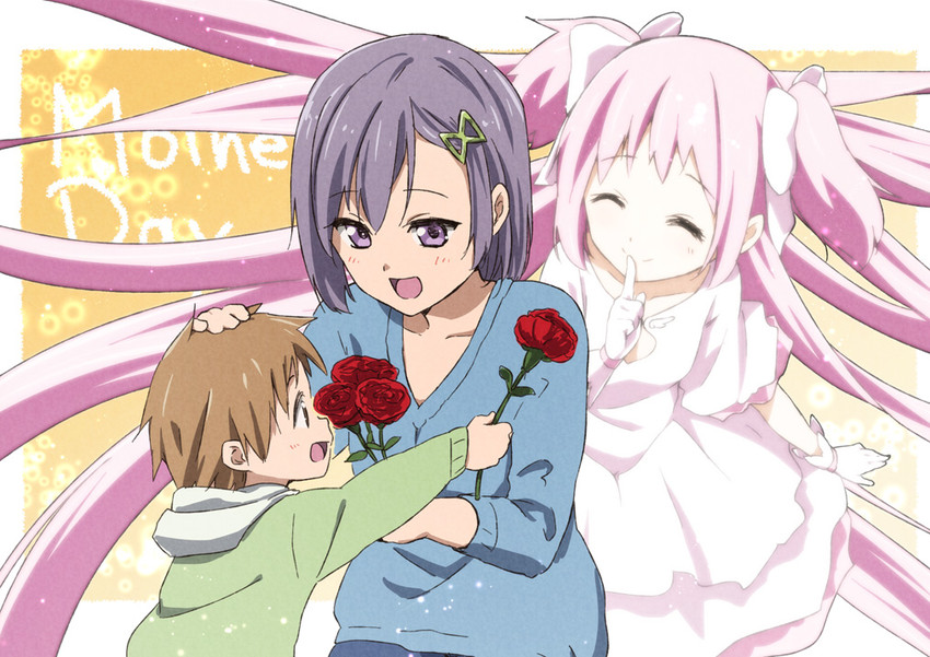 kaname madoka, ultimate madoka, kaname junko, and kaname tatsuya (mahou shoujo madoka magica) drawn by errant