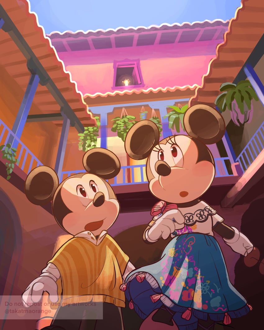 mickey mouse, minnie mouse, mirabel madrigal, and camilo madrigal (mickey mouse & friends and 2 more) drawn by takatmaorange
