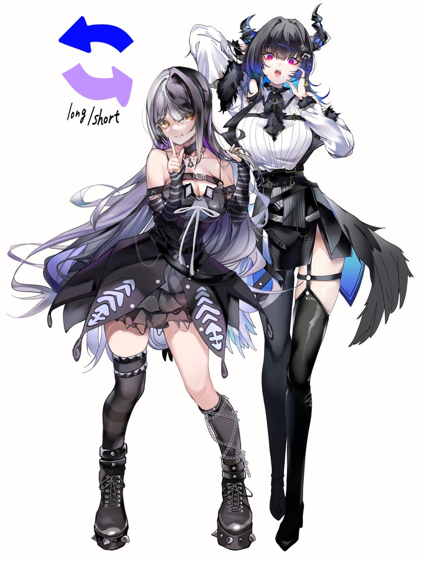 shiori novella and nerissa ravencroft (hololive and 1 more) drawn by caicos