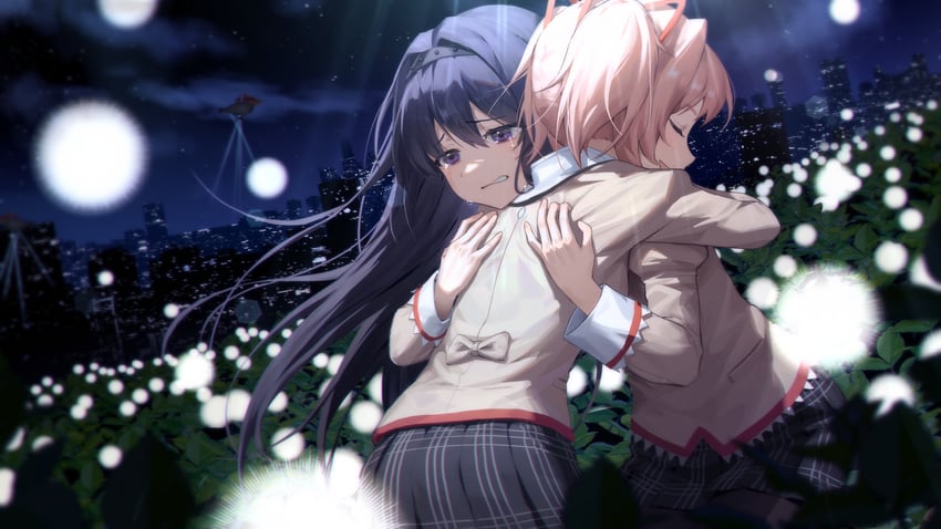 akemi homura and kaname madoka (mahou shoujo madoka magica) drawn by kipus