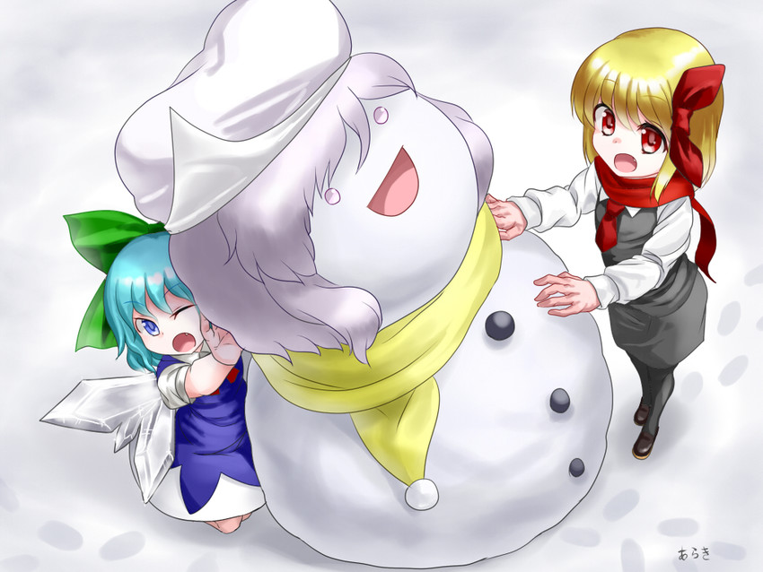 cirno, rumia, and letty whiterock (touhou) drawn by araki_(qbthgry)