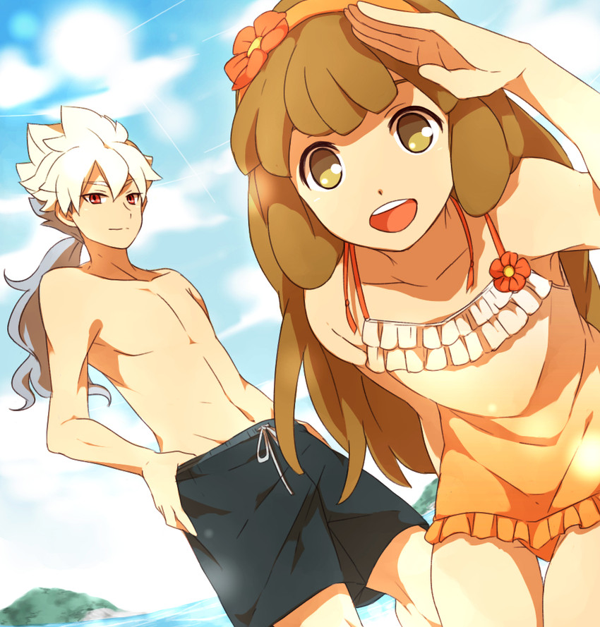 hakuryuu and nanobana kinako (inazuma eleven and 2 more) drawn by sekina