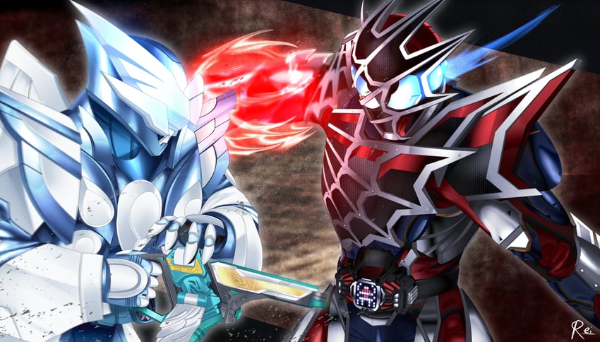 kamen rider demons and kamen rider live (kamen rider and 1 more) drawn by reiei_8