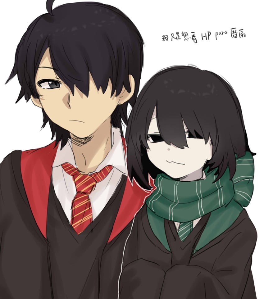 araragi koyomi and oshino ougi (monogatari and 2 more) drawn by tsugumi_(tgm_615486)