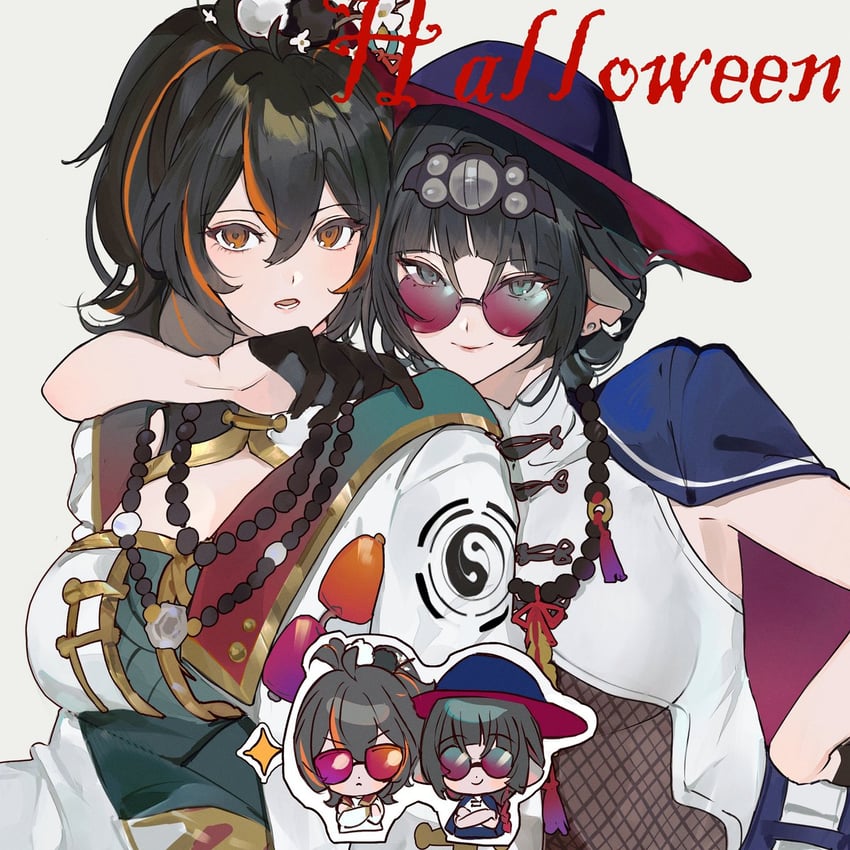 jane doe and zhu yuan (zenless zone zero) drawn by chibiya1010