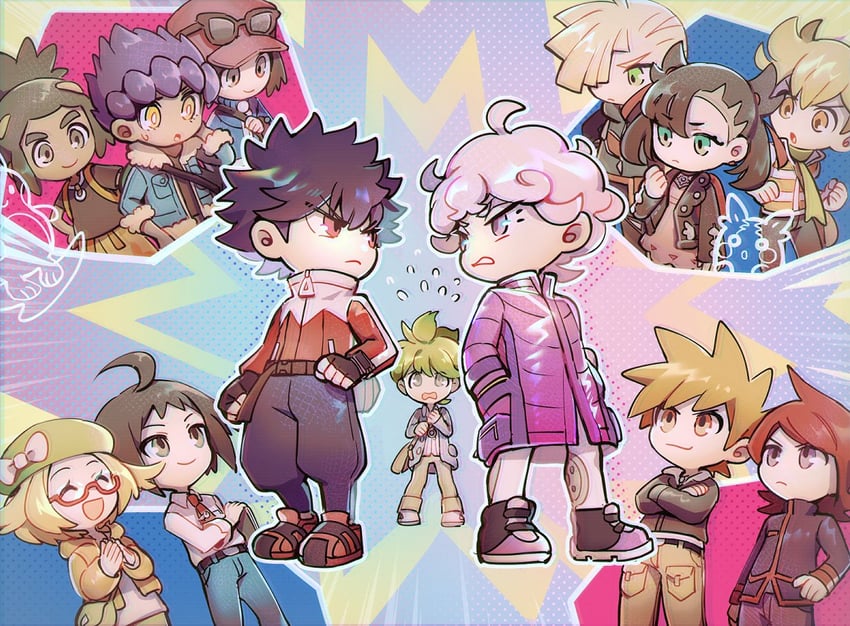 marnie, blue oak, morpeko, silver, bianca, and 10 more (pokemon and 8 more) drawn by huan_li