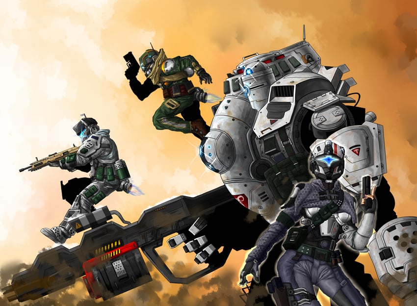 pilot, grapple pilot, and atlas (titanfall) drawn by jazz_jack