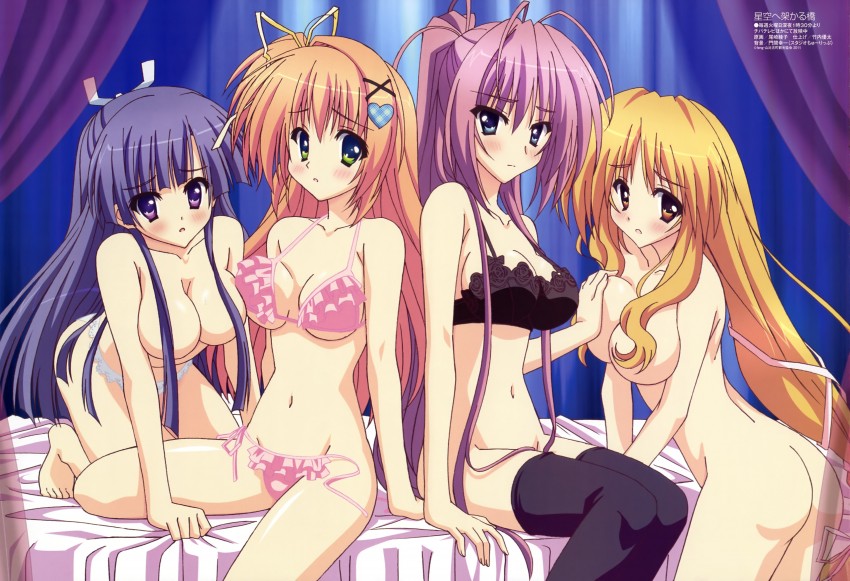 koumoto madoka, nakatsugawa ui, toudou tsumugi, and sakai hina (megami magazine and 1 more) drawn by ozaki_ayako