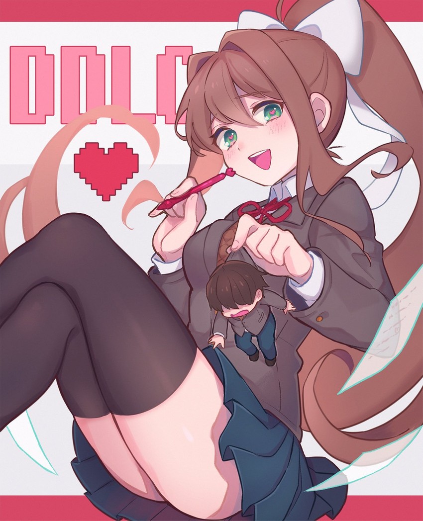 monika and protagonist (doki doki literature club) drawn by m1stm1