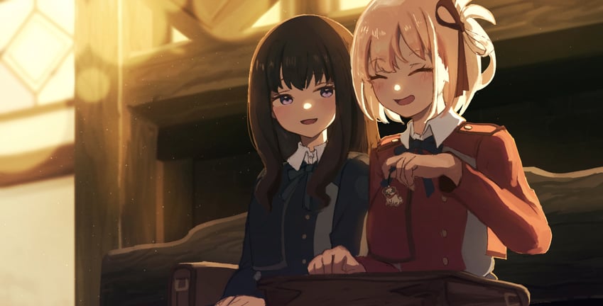nishikigi chisato and inoue takina (lycoris recoil) drawn by tsuki_(syee8825)