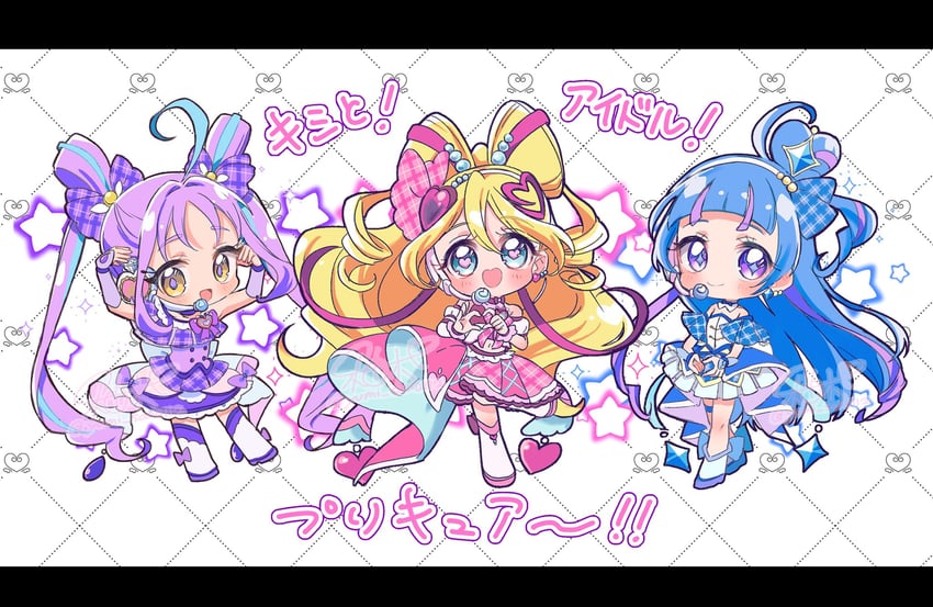 sakura uta, cure idol, shigure kokoro, aokaze nana, cure wink, and 1 more (precure and 1 more) drawn by yumi_san0112