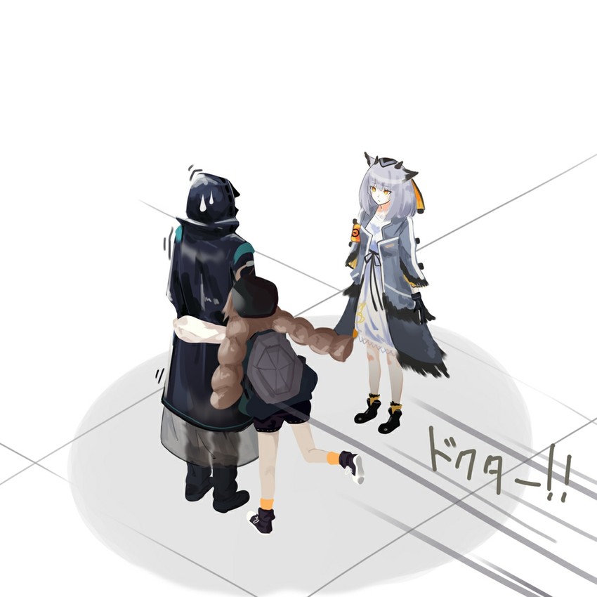 doctor, ptilopsis, and cuora (arknights) drawn by kureneko