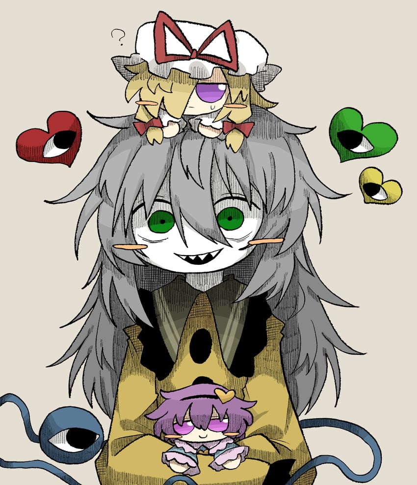 komeiji koishi, yakumo yukari, and komeiji satori (touhou and 1 more) drawn by zunusama