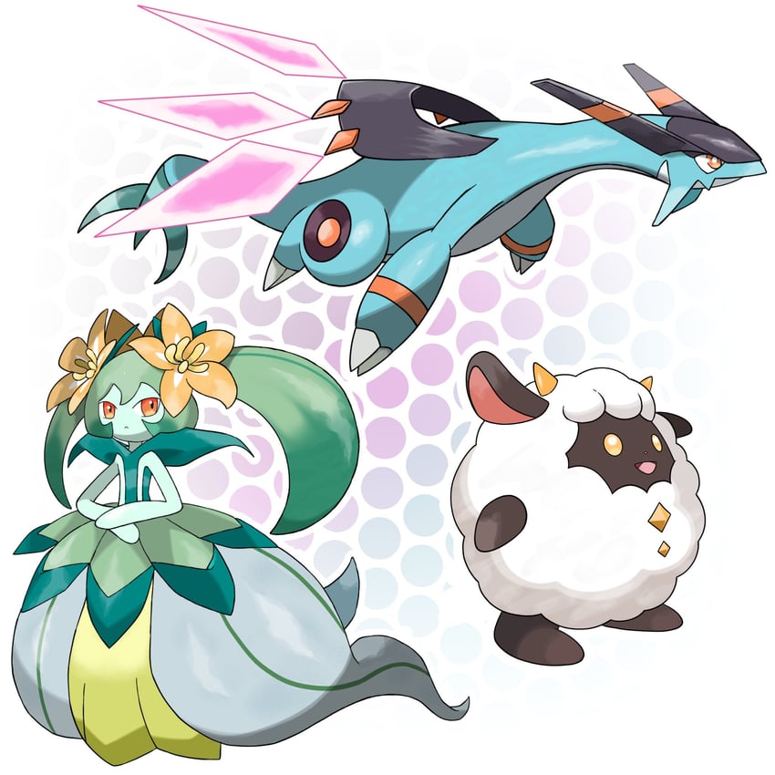 lamball, lyleen, and jetragon (palworld) drawn by madzygardecore