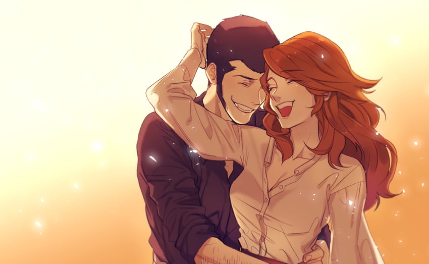 arsene lupin iii and mine fujiko (lupin iii) drawn by halorane