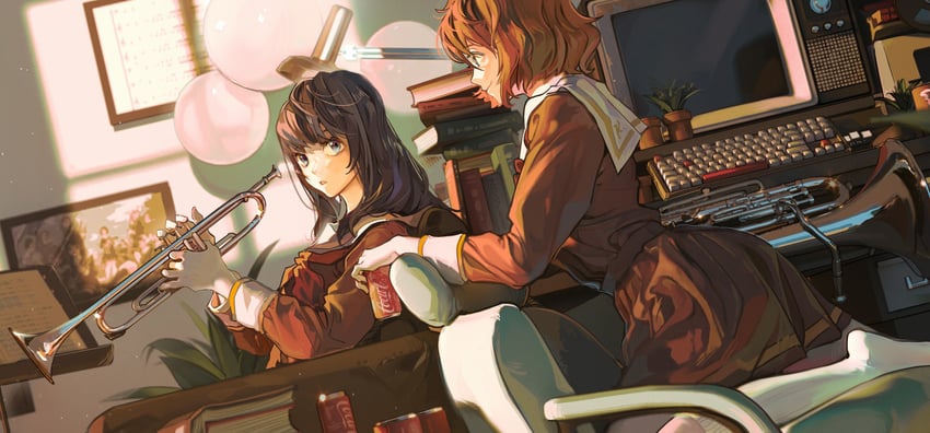 oumae kumiko and kousaka reina (hibike! euphonium and 1 more) drawn by iino_qwq