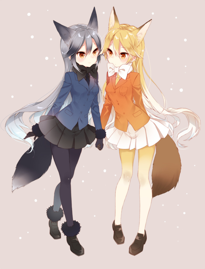 silver fox and ezo red fox (kemono friends) drawn by naoto_(tulip)