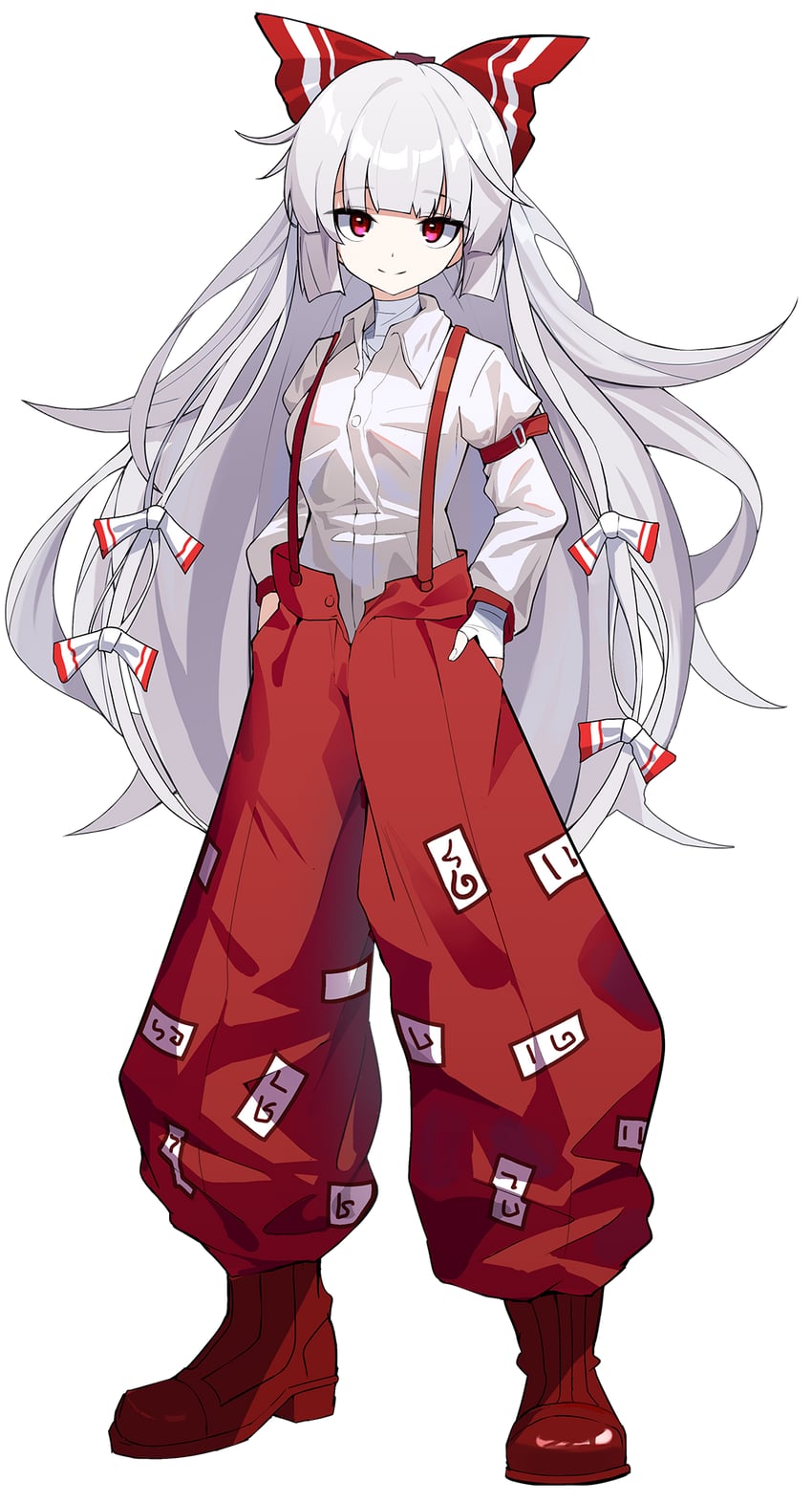 fujiwara no mokou (touhou) drawn by makir