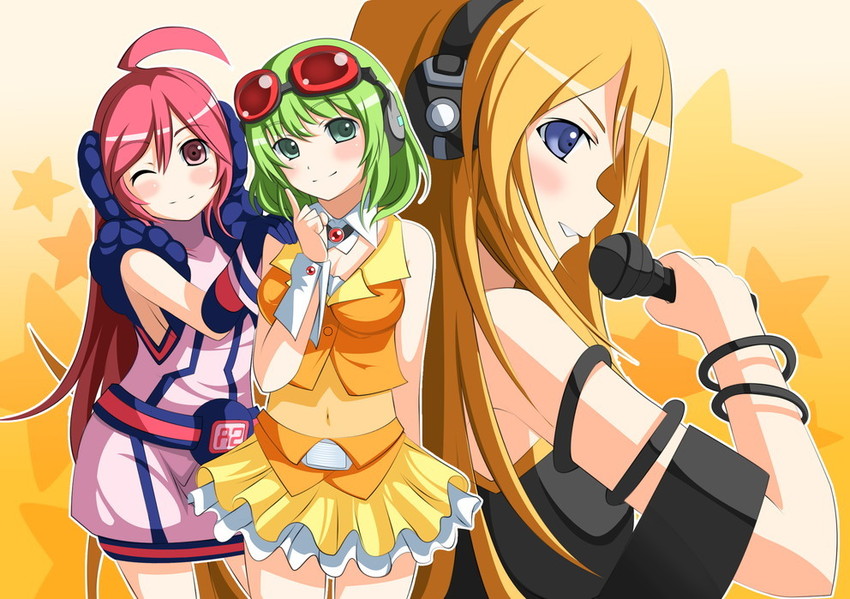 gumi, sf-a2 miki, and lily (vocaloid) drawn by yakitori_(oni)