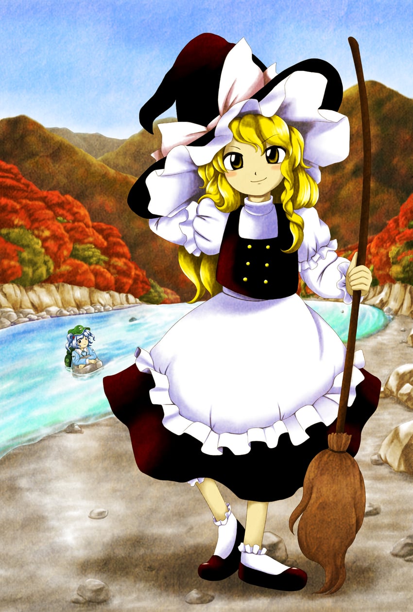 kirisame marisa and kawashiro nitori (touhou and 1 more) drawn by parasite_oyatsu