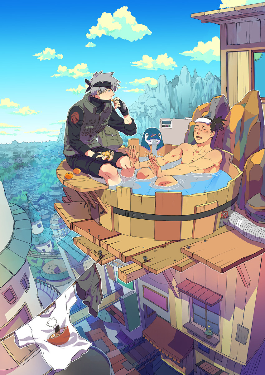 hatake kakashi and umino iruka (naruto) drawn by lotus_temple