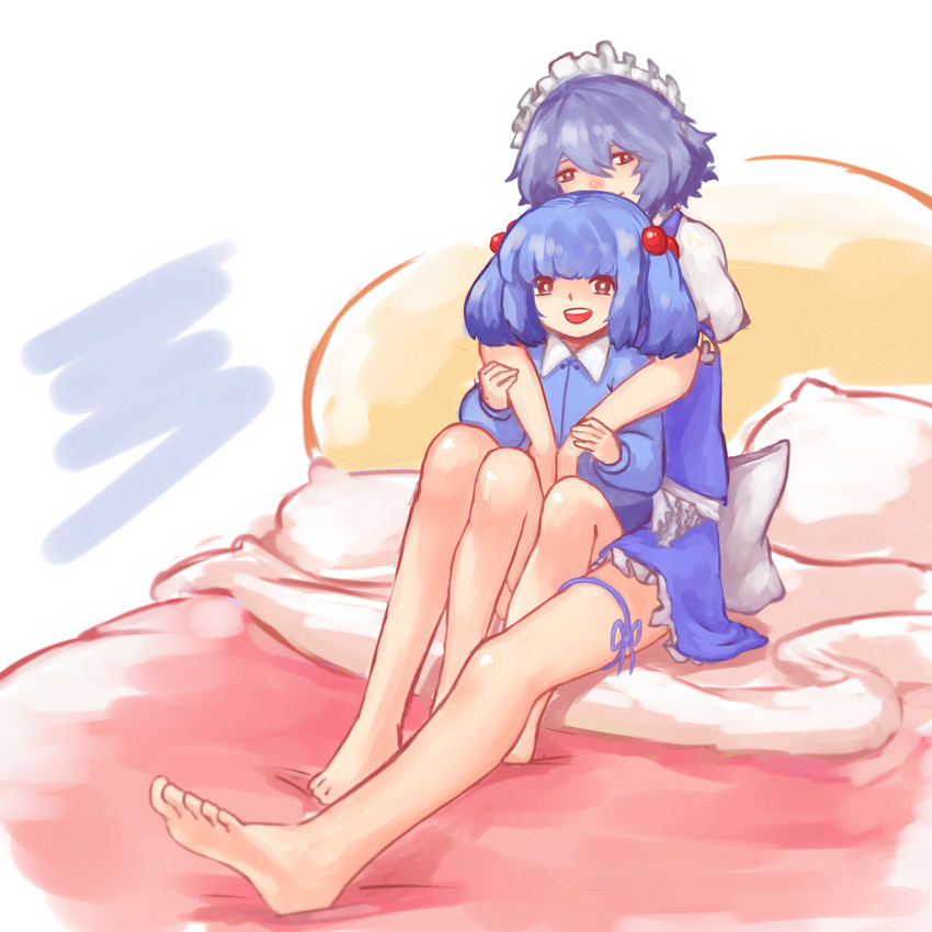izayoi sakuya and kawashiro nitori (touhou) drawn by yoruny