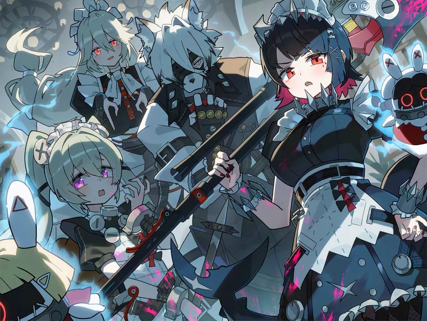 ellen joe, von lycaon, corin wickes, alexandrina sebastiane, drusilla, and 1 more (zenless zone zero) drawn by katsu_(katsupainter)