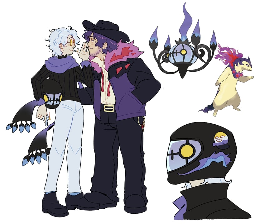 chandelure, hisuian typhlosion, and pokemon tower ghost (pokemon) drawn by fourleafisland