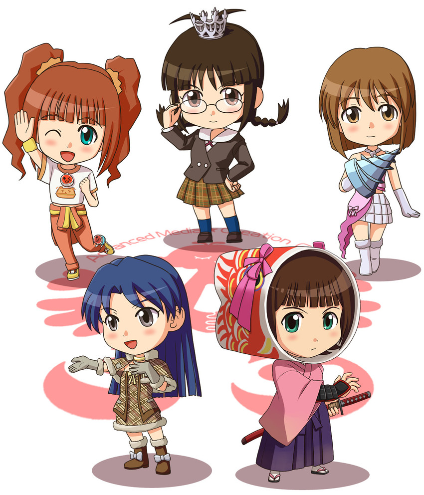 kisaragi chihaya, amami haruka, takatsuki yayoi, hagiwara yukiho, and akizuki ritsuko (idolmaster and 2 more) drawn by lielos