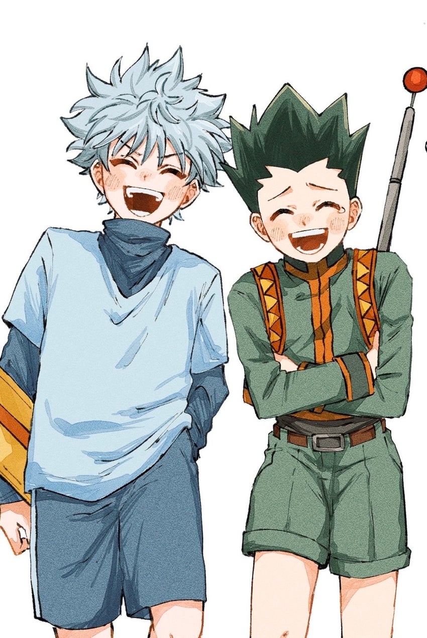 killua zoldyck and gon freecss (hunter x hunter) drawn by ido_desu