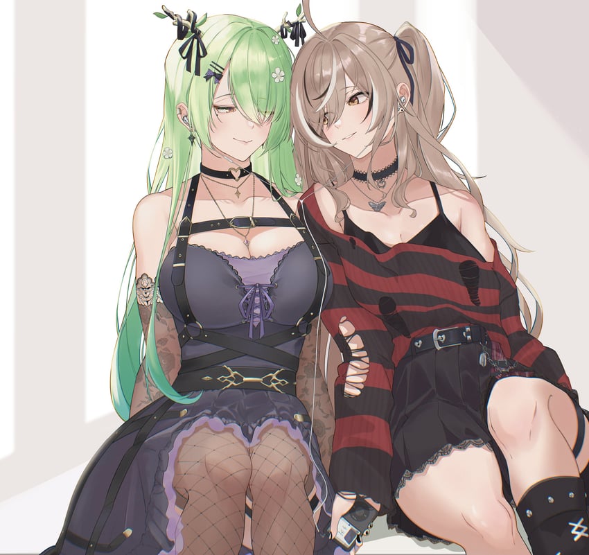 nanashi mumei and ceres fauna (hololive and 1 more) drawn by eipanguino