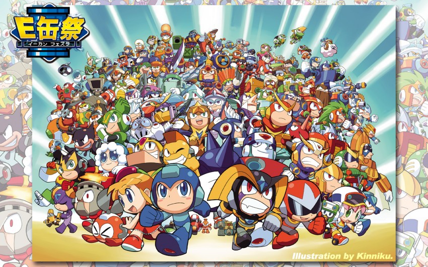 roll, mega man, proto man, bass, cut man, and 110 more (mega man and 19 more) drawn by kin_niku