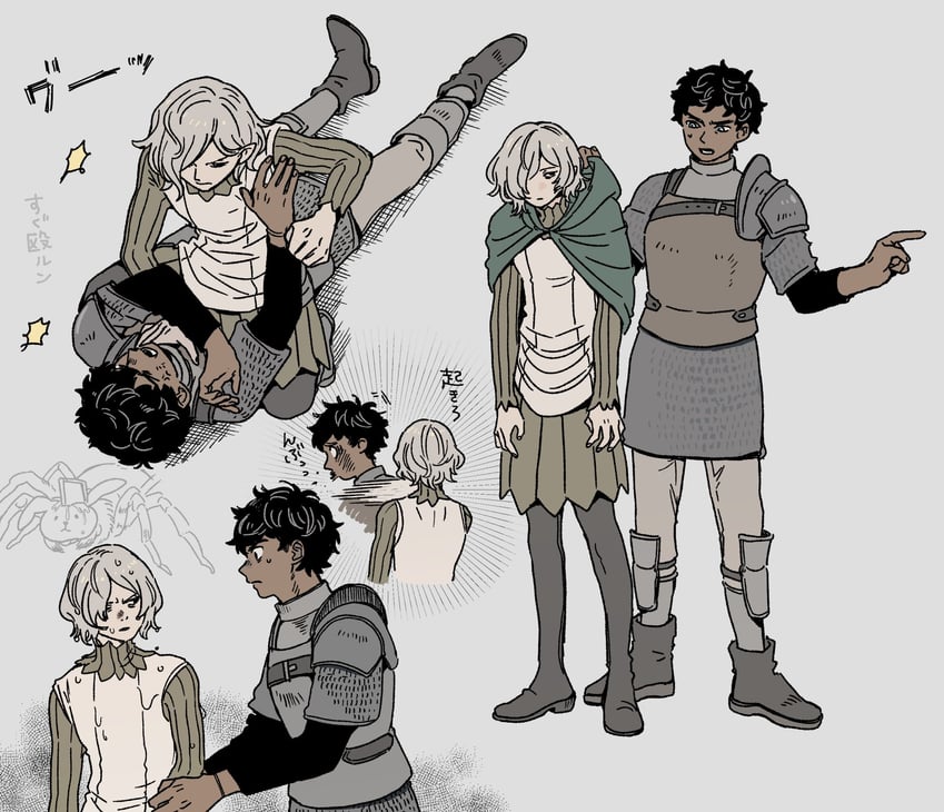 mithrun, kabru, and marcille's monster (dungeon meshi) drawn by salmonflakes010
