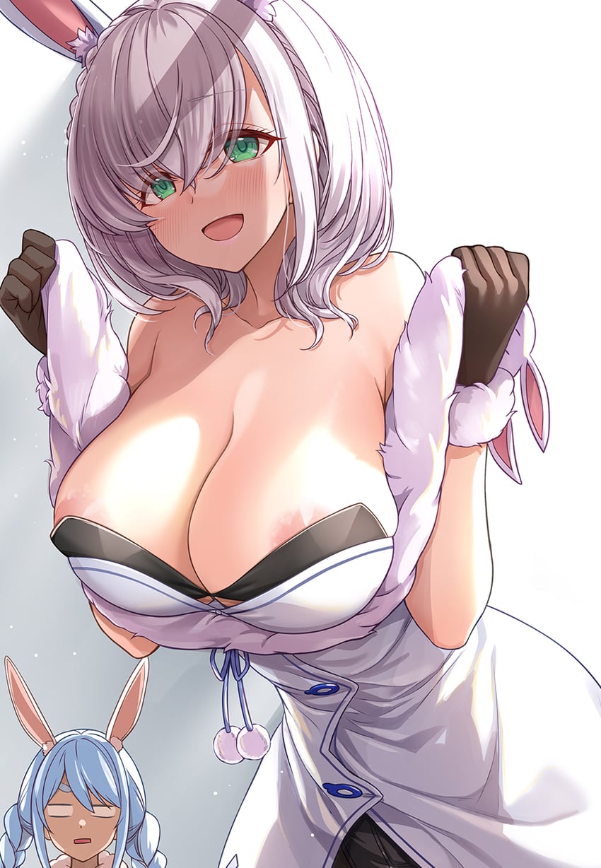usada pekora, shirogane noel, and don-chan (hololive) drawn by mk_(mod0)