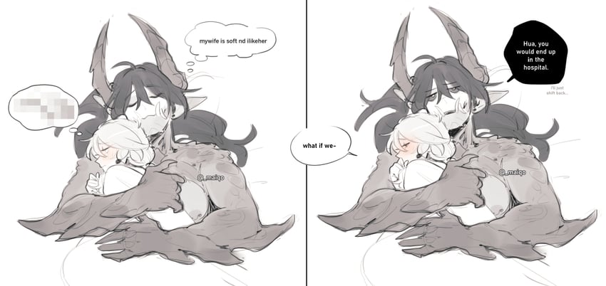raiden mei and fu hua (honkai and 1 more) drawn by maiqo