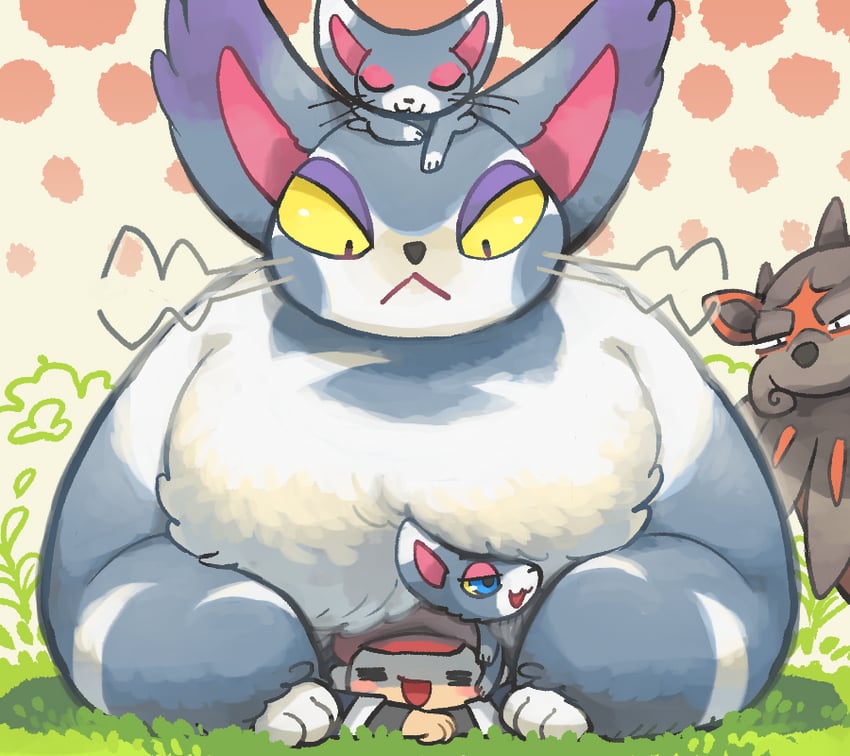 rei, glameow, purugly, and hisuian arcanine (pokemon and 1 more) drawn by zenimaki