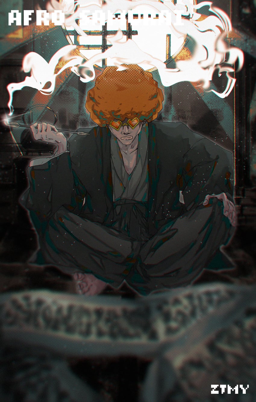 afro samurai (zutto mayonaka de ii no ni and 1 more) drawn by to/garashi