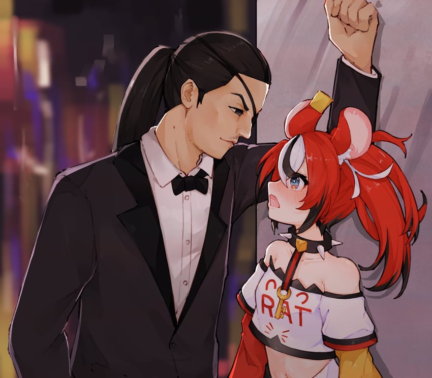 hakos baelz and majima goro (hololive and 3 more) drawn by ma_draws