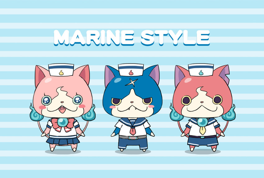 jibanyan, fuyunyan, and sailornyan (youkai watch and 1 more) drawn by chuno