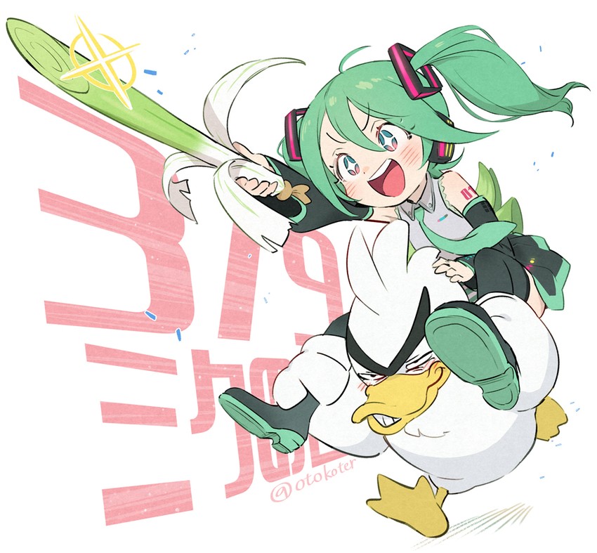 hatsune miku and sirfetch'd (pokemon and 1 more) drawn by ter_(otokoter)