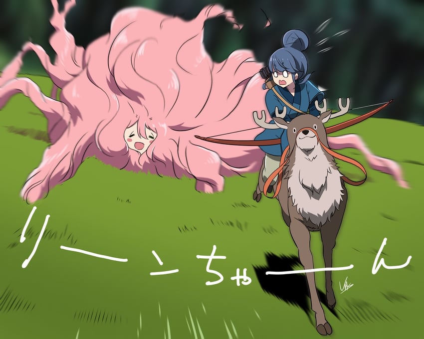 shima rin and kagamihara nadeshiko (yurucamp and 1 more) drawn by yas_(yosiyasuyasu)