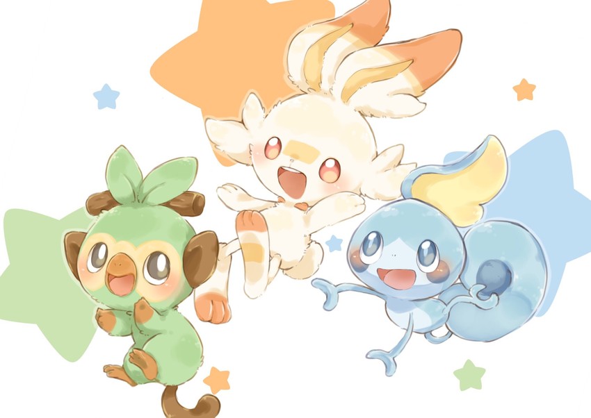 scorbunny, sobble, and grookey (pokemon) drawn by collet_(pixiv17839028)