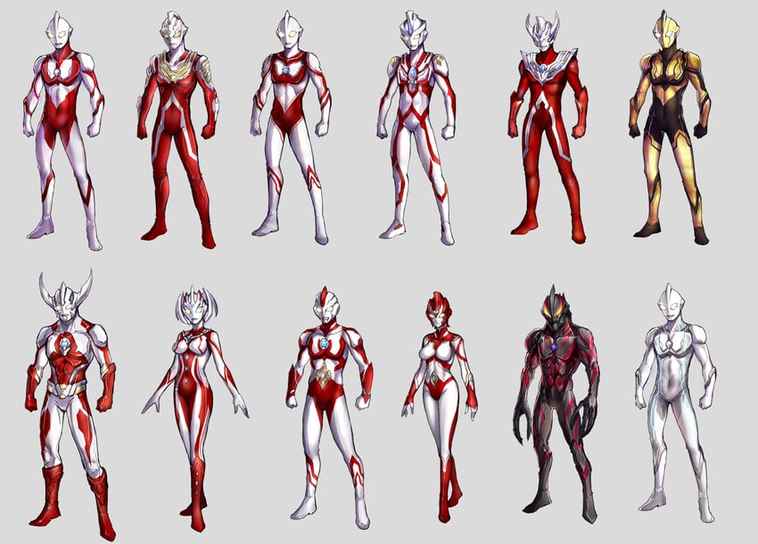 ultraman, ultraseven, ultraman tarou, ultraman jack, ultraman belial, and 6 more (ultra series and 10 more) drawn by garoshirou