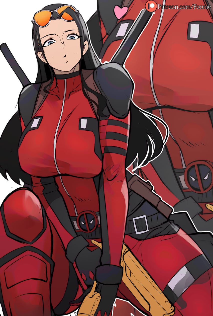 nico robin and deadpool (one piece and 4 more) drawn by funi_xd