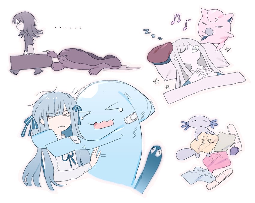 togawa sakiko, wakaba mutsumi, yahata umiri, mortis, jigglypuff, and 3 more (pokemon and 2 more) drawn by reiboubyou