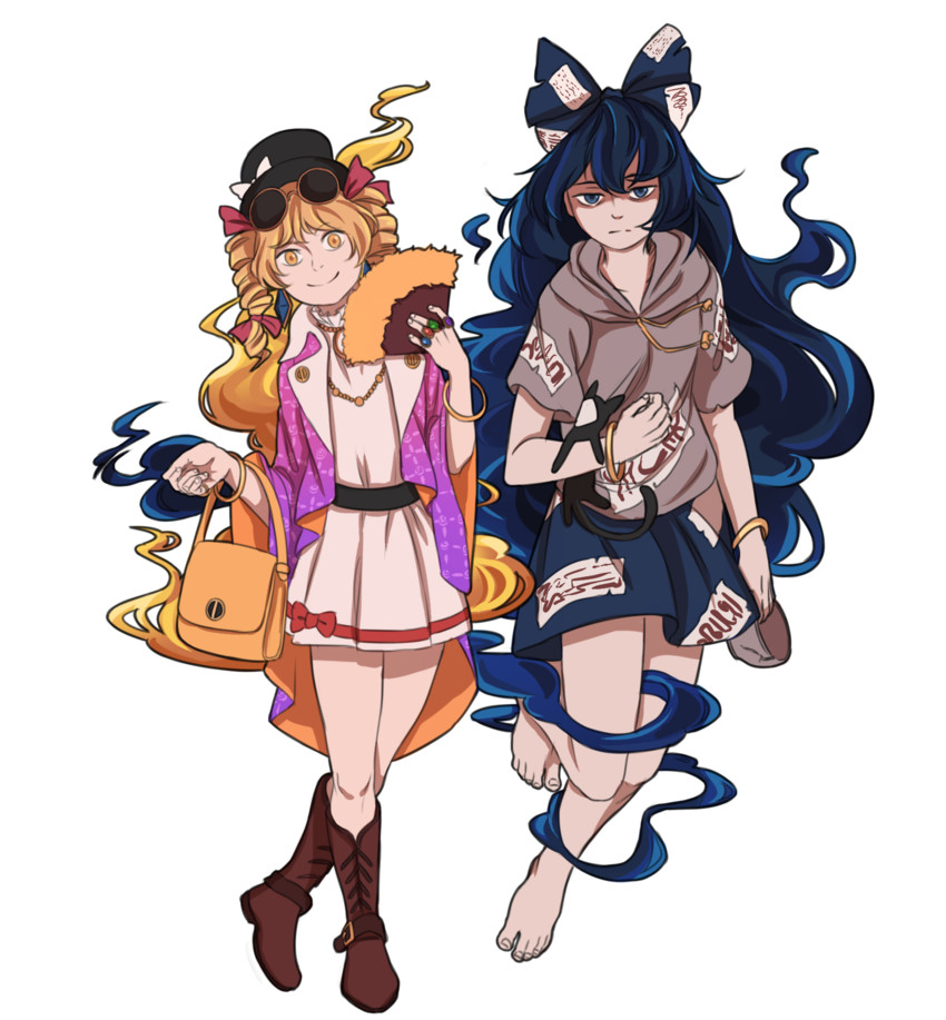 yorigami shion and yorigami jo'on (touhou) drawn by mefomefo
