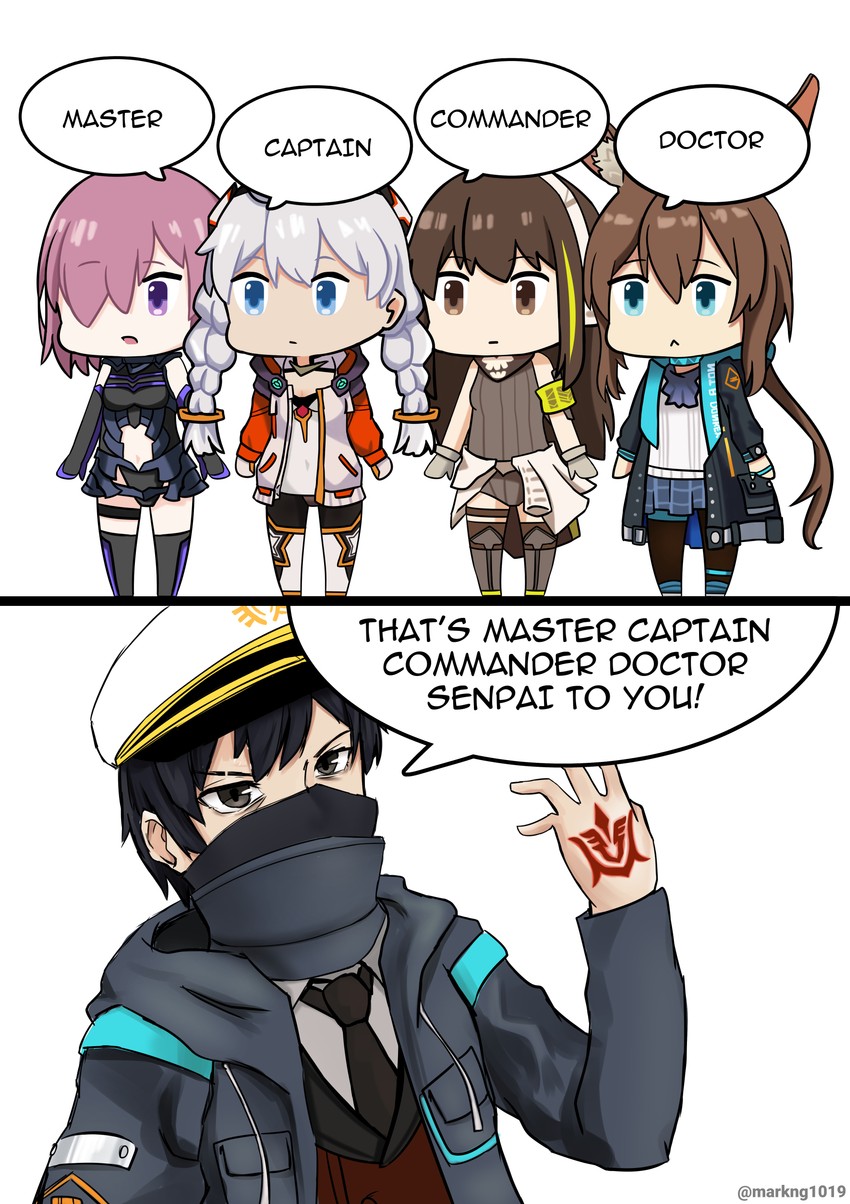 mash kyrielight, fujimaru ritsuka, doctor, amiya, kiana kaslana, and 5 more (fate and 6 more) drawn by mark1019
