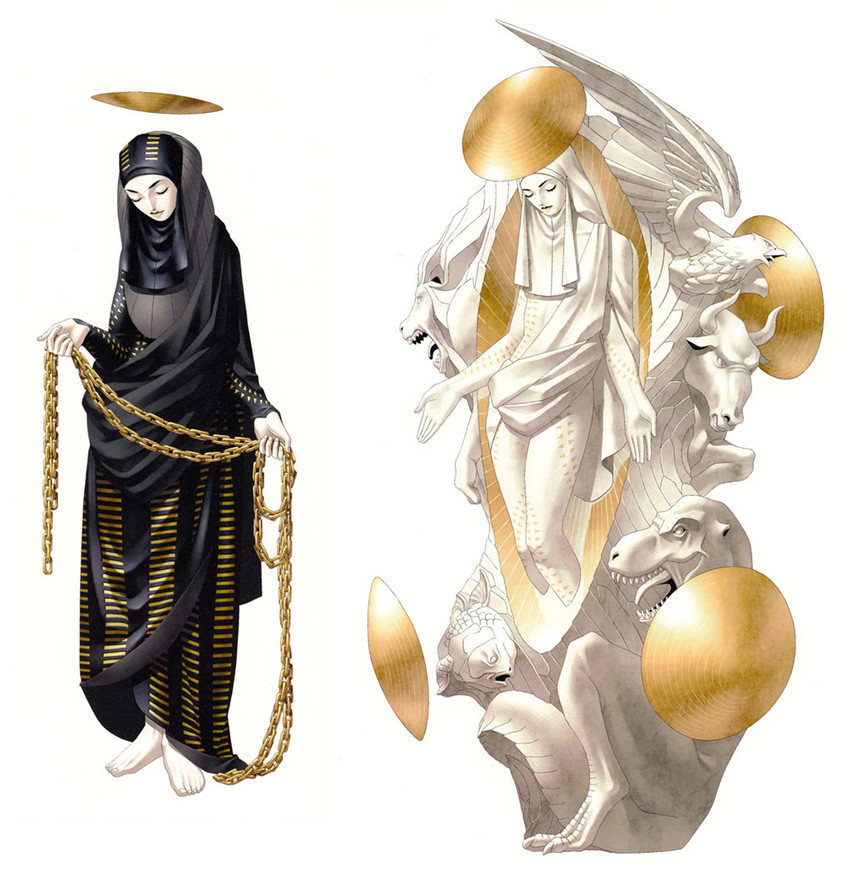 virgin mary and maria (shin megami tensei and 1 more) drawn by kazuma_kaneko